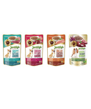 Jerhigh Wet Food for Dog Combo Chicken Meat with Roasted Duck 4pcs, Grilled Chicken Meat 4pcs, Chicken Meat with Liver 4pcs, Chicken with Riceberry Liver Flavor 4pcs in Jelly(16x130g)