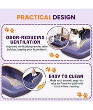 KIKI N POOCH Cat Litter Tray with Rim for Small Cats and Kittens - (Purple -  Small) (38x29x15cm) Semi-Closed Design and Durable Quality | Reduces Odor and Toilet Training Your Kitten