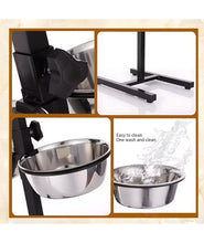 KIKI N POOCH Adjustable Pets Bowl Elevated Double Diner Dog Bowls | H-Base Stand with Stainless Steel Removable Bowls | Water Bowls | Pet Feeder Raised Dog Food Bowl - Dogs Feeding Station (800ml Small)