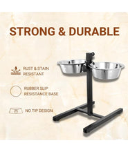 KIKI N POOCH Adjustable Pets Bowl Elevated Double Diner Dog Bowls | H-Base Stand with Stainless Steel Removable Bowls | Water Bowls | Pet Feeder Raised Dog Food Bowl - Dogs Feeding Station (800ml Small)