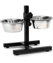 KIKI N POOCH Adjustable Pets Bowl Elevated Double Diner Dog Bowls | H-Base Stand with Stainless Steel Removable Bowls | Water Bowls | Pet Feeder Raised Dog Food Bowl - Dogs Feeding Station (800ml Small)