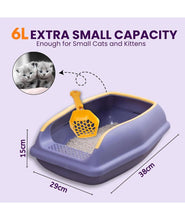 KIKI N POOCH Cat Litter Tray with Rim for Small Cats and Kittens - (Purple -  Small) (38x29x15cm) Semi-Closed Design and Durable Quality | Reduces Odor and Toilet Training Your Kitten