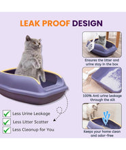 KIKI N POOCH Cat Litter Tray with Rim for Small Cats and Kittens - (Purple -  Small) (38x29x15cm) Semi-Closed Design and Durable Quality | Reduces Odor and Toilet Training Your Kitten