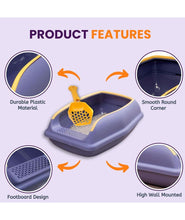 KIKI N POOCH Cat Litter Tray with Rim for Small Cats and Kittens - (Purple -  Small) (38x29x15cm) Semi-Closed Design and Durable Quality | Reduces Odor and Toilet Training Your Kitten