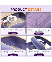 KIKI N POOCH Cat Litter Tray with Rim for Small Cats and Kittens - (Purple -  Small) (38x29x15cm) Semi-Closed Design and Durable Quality | Reduces Odor and Toilet Training Your Kitten