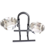 KIKI N POOCH Dog Trust Stainless Steel U-Shaped Standing Bowl with Adjustable Height Double Dinner Food & Water Feeding Bowls Ideal for Dogs & Puppies (Small, 750 ML