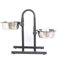 KIKI N POOCH Dog Trust Stainless Steel U-Shaped Standing Bowl with Adjustable Height Double Dinner Food & Water Feeding Bowls Ideal for Dogs & Puppies (Small, 750 ML