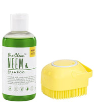 Bio Clean Neem Dog Shampoo with Soft Silicone Shampoo Dispenser Brush- Cruelty Free, Maintain PH Balance, Moisturising and Gentle on Skin- 200 ML