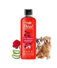 Lozalo Floral Aromatherapy Pet Conditioning Shampoo - 250ml, Rose Fragrance, Coat Cleansing, Odour Control Shampoo for Dogs & Cats, with Aloe Vera Extract and Cinnamon Oil to Promote Healthy Skin