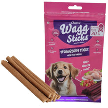 Chester's Wagg Sticks Chicken Sticks with Real Chicken | No Artificial Enhancers | Antioxident Rich | Soft Chew Sticks | Human Grade Indredients | (91Gm Pack of 1, Strawberry Stick)