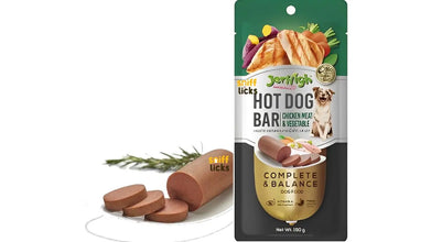 Jerhigh Dog Treats, Human Grade High Protein Chicken, Fully Digestible & Training Treat, Best Travel Snack, Hotdog Chicken Meat & Vegetables 150gm (2 x 150gm)