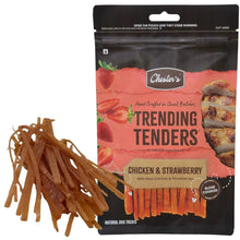 Chester's Trending Tenders Natural Dog Treats Farm Fresh Chicken | High-Protein,Single-Ingredient Chicken Breast|Slow-Cooked for Nutrition|Grain & Gluten-Free (Pack of 1, Chicken & Strawberry)