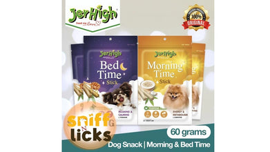 Jerhigh Dog Treat for Energy & Relaxing - Morning Time Stick & Bed Time Stick Added Super Food & Natural Honey (Pack of 2)