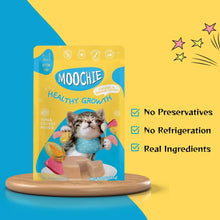 Moochie Tasty Wet Cat Food, Grain Free Cats Gravy Meal, Healthy Growth Tuna Mousse with Chicken, No Artificial Flavours Kitten Food, Non-Vegetarian Cat Foods Pouch (85 g X 12 Pouches)
