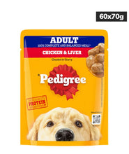 Pedigree Adult Wet Dog Food, Chicken Liver & Vegetables Chunks in Gravy, 70 g (Pack of 30), Made with Real Meat, 100% Complete & Balanced Meal for Adult Dogs