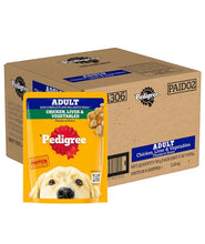 Pedigree Adult Wet Dog Food, Chicken Liver & Vegetables Chunks in Gravy, 70 g (Pack of 30), Made with Real Meat, 100% Complete & Balanced Meal for Adult Dogs