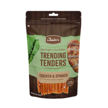 Chester's Trending Tenders Natural Dog Treats Farm Fresh Chicken | High-Protein,Single-Ingredient Chicken Breast|Slow-Cooked for Nutrition|Grain & Gluten-Free (Pack of 1, Chicken & Spinach)